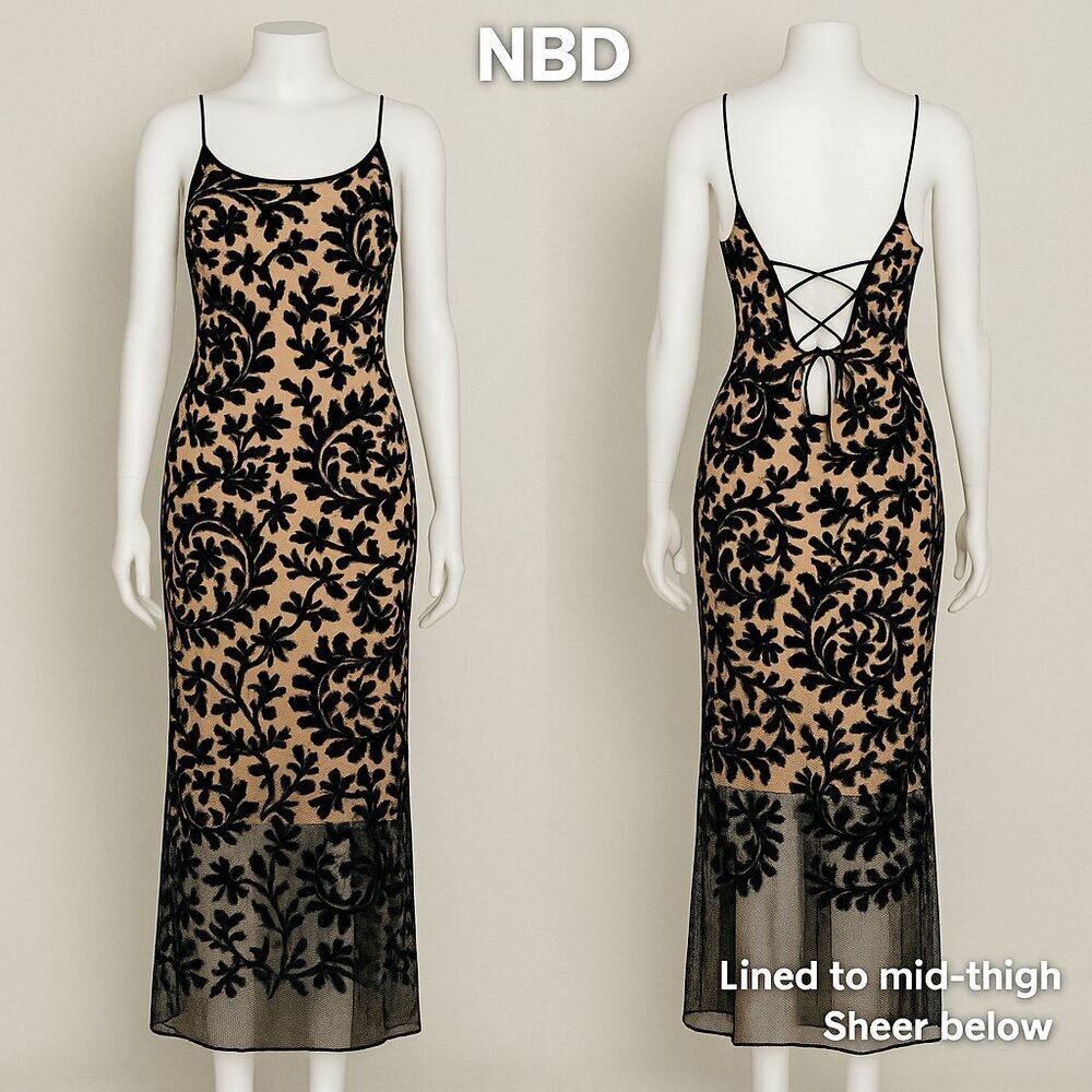 NBD Black Sheath Cocktail Dress with Spaghetti Straps
